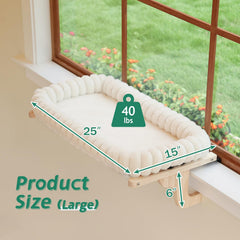Zakkart SnugCloud large bed dimensions fit big cats for shared sunny views.