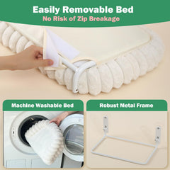 Zakkart SnugCloud heavy-duty-metal-frame ensures stable, wobble-free lounging for larger cats.