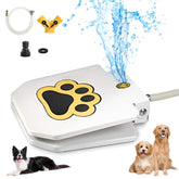 ZALBYUY dog water fountain outdoors with brass spout providing on-demand water.
