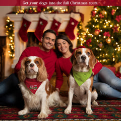 Zamouk Christmas dog bandanas—red and green pack for coordinating holiday looks.