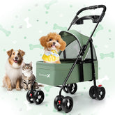 Zanthoxa pet stroller front view with four wheels for smooth city travel