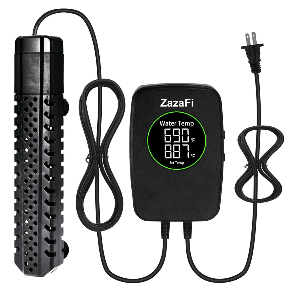 ZazaFi 500W aquarium heater front view for quick, stable heat in large tanks