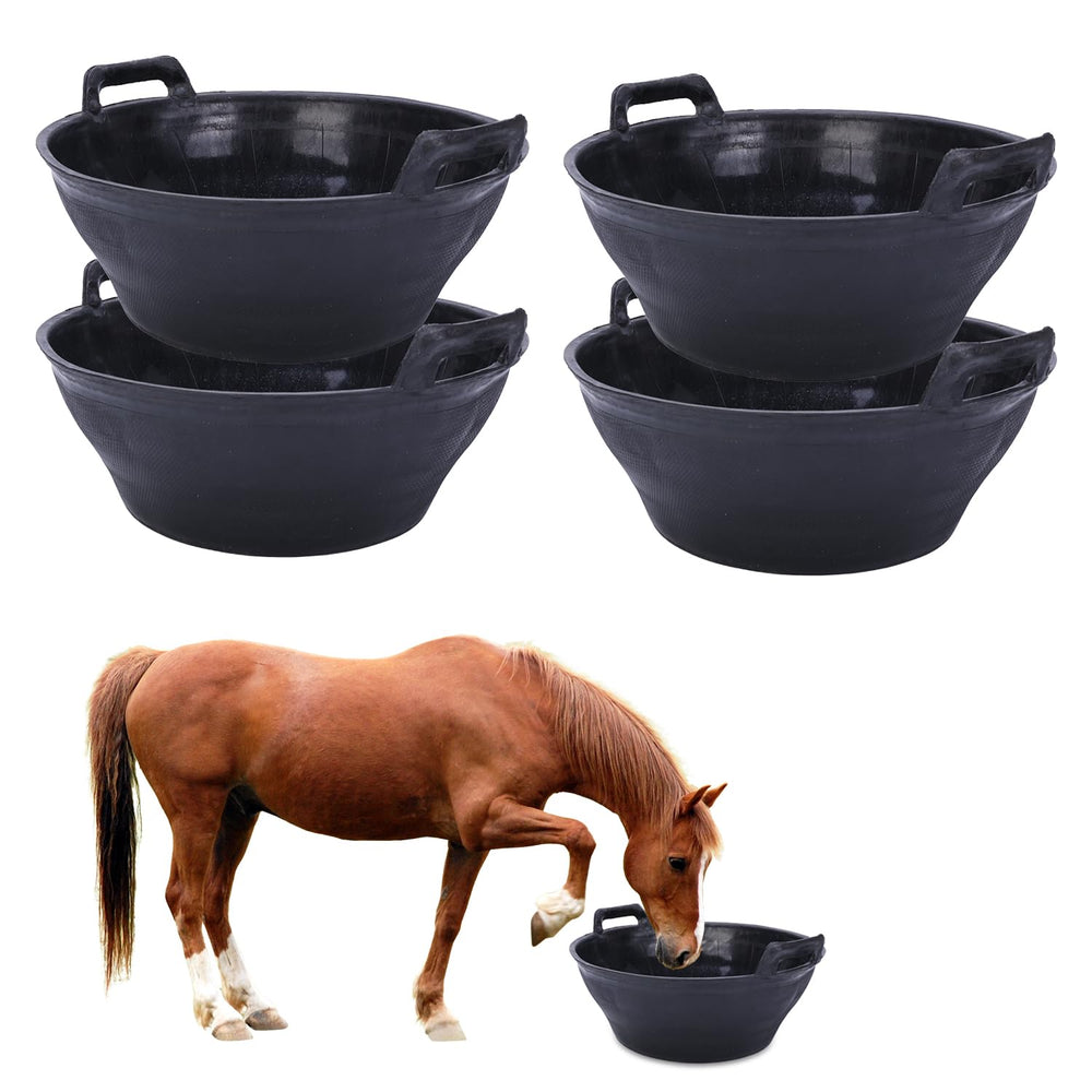 Zcargel 4-pack rubber feed pan top view for durable mixing and garden tasks.