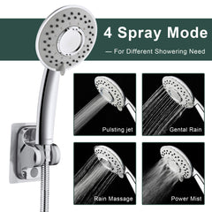 ZCONIEY handheld shower with four spray patterns for cleaning