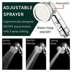 ZCONIEY showerhead 3-mode demonstrates high-pressure spray for efficient hair and pet rinsing.