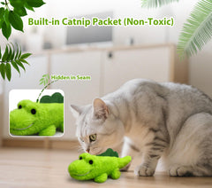 ZeLing HTL Croc Chase toy with 360° motion and wagging tail entices cats during play.