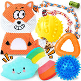 Zeaxuie fox toy close-up with squeaker and crinkle for teething-friendly play