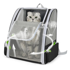 ZEJOROSE cat backpack carrier front view shows roomy interior for travel.