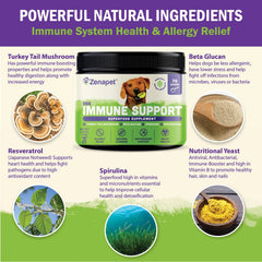 Zenapet dog immune-topper beta-glucan ingredient supports overall wellness when sprinkled on meals.