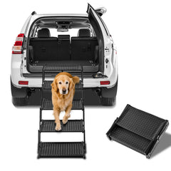 Zendova dog stairs car foldable 5-step non-slip surface for safe vehicle entry.