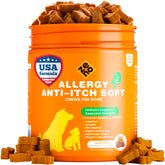 ZENO Dog Allergy Chews en botella, sabor pato, apoyo al bienestar general.