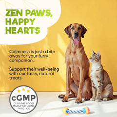 ZENO hemp calming chews on a couch depict a relaxed, content dog after a treat.