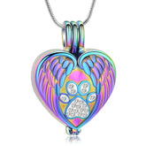 zeqingjw collar urna cenizas de mascotas con corazón y huella para recordar