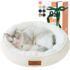 Zerbuger 20in cream round pet bed top view for cozy lounging.
