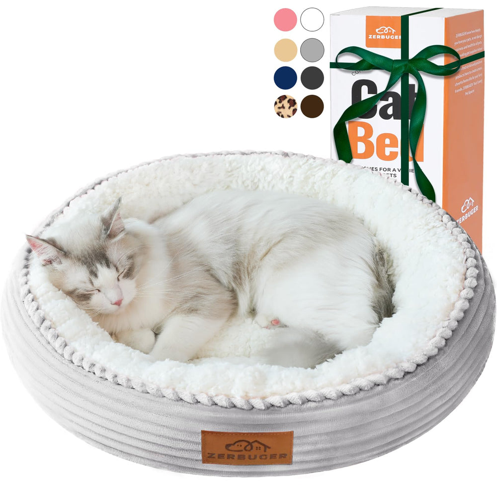 Zerbuger 20in cat bed front view showing the round donut shape for cozy naps.