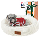 Zerbuger 23in cream round bed close-up showcasing cloud-soft plush fabric for relaxing naps
