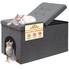 Zerbuger cat litter box enclosure with open lid for easy access and quick cleaning.