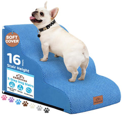 Zerbuger dog stairs curved blue for safe, comfortable climbing on beds and chairs