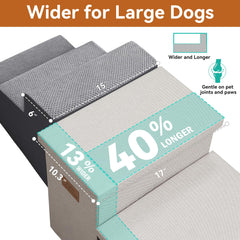 Zerbuger Dog Stairs with Storage lid open revealing a 106QT storage space