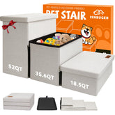 Zerbuger Dog Stairs with Storage beige 3-step setup for easy pet access