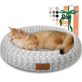 Zerbuger donut bed top view in grey pattern, a cozy curling spot for pets.