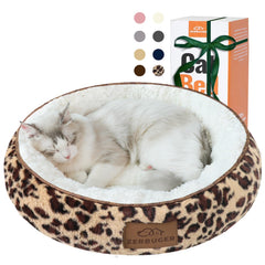 Zerbuger leopard round bed front view highlights cozy curling space for pets