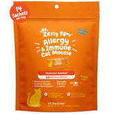 Zesty Paws Mousse alergia e inmunidad, frente a la botella, posible apoyo inmunológico.