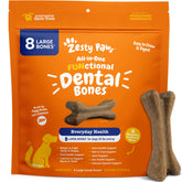 Zesty Paws Dental Bones large dogs 8ct pack front for easy dental care and fresh breath