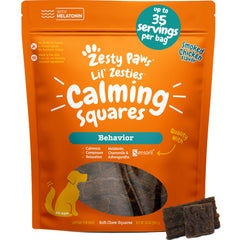 Zesty Paws Flavored Soft Chews calming bottle for anxious dogs promotes a calmer routine.