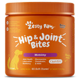 Zesty Paws hip-joint dog chews bacon flavor for daily mobility support.