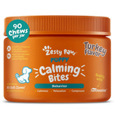 Zesty Paws Puppy Calming Bites front view with turkey flavor for gentle mood support.