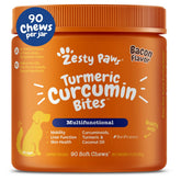 Zesty Paws Turmeric Curcumin Bites bottle promotes joint comfort for dogs