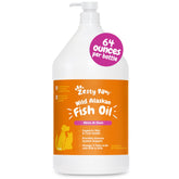 Zesty Paws Wild Alaskan Fish Oil bottle with dosing cap for easy administration and skin support.