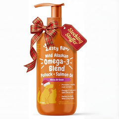 Zesty Paws Wild Alaskan Omega-3 Blend pollock oil bottle with coat nourishment