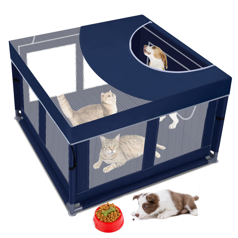 Zikopomi dog kitten playpen 42x42 topper keeps pets safe while you supervise