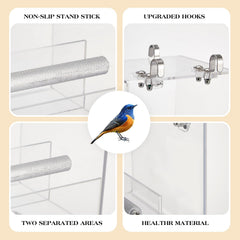Ziliny no-mess seed dispersion design helps keep cage clean while feeding.