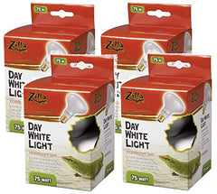 Zilla 75W day white spot heat bulb provides focused heat for reptile basking.