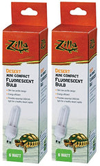 Zilla mini desert fluorescent bulb 6W in 2-pack for reptile UVB lighting.