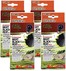 Zilla night black incandescent 75W bulbs provide ambient heat with moon-like glow for reptile enclosures.