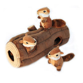 ZippyPaws Burrow Chipmunk Log open burrow invites curious dogs to explore.