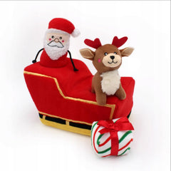 ZippyPaws Burrow Christmas Toy reindeer image showcases interactive hide-and-seek fun