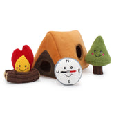 ZippyPaws Burrow Wilderness camping tent dog puzzle promotes mental engagement during playtime.