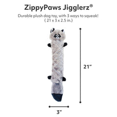 ZippyPaws Jigglerz Raccoon Toy in action during lively playtime.