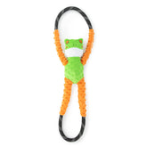 ZippyPaws RopeTugz Frog shows durable rope for long-lasting tug play.
