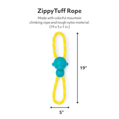 ZippyPaws RopeTugz Teal squeaker closeup showcases interactive play.