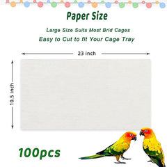 ZIQON bird cage liner papers precuts shown, enabling quick replacements and tidy cages.