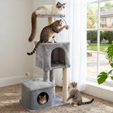 ZLAFM cat tree top perch provides a high vantage lounging spot for curious cats.