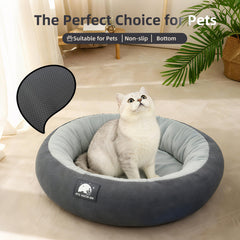 ZNOFAN cat bed interior view shows plush cave interior for snuggling.