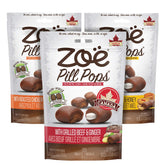 Zoë Pill Pops packaging opened showing two-piece portions for easy medicating dogs.
