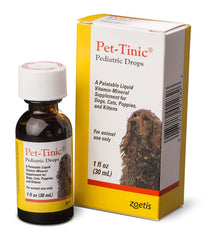 Zoetis Pet-Tinic ingredients label emphasizes iron, copper, and liver-derived nutrients.